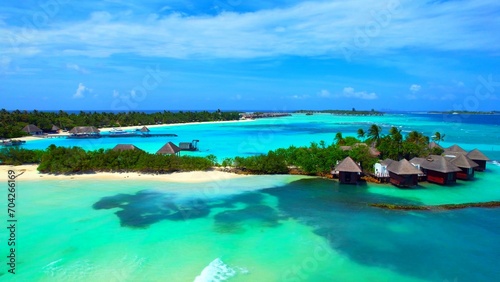 Kuda Huraa Island - Maldives - Aerial view and view of the beautiful atoll with many small islands