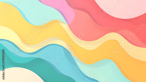 Analogous colors - balance and harmony shapeless Flat colorful cyan blue yellow red green pink orange background wallpaper
