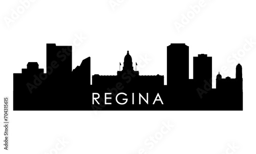 Regina skyline silhouette. Black Regina city Canada design isolated on white background.