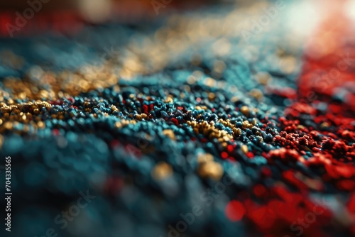 A close-up view of a vibrant piece of cloth in red, blue, and yellow. This versatile image can be used for various creative projects