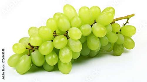 Vibrant cluster of fresh green grapes isolated on a clean white background 
