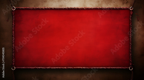 Empty red banner with corner robes, generative ai
