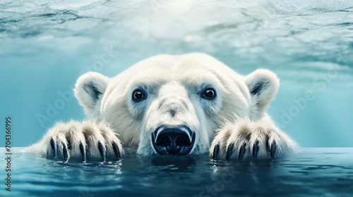 Portrait of a Polar bear in water