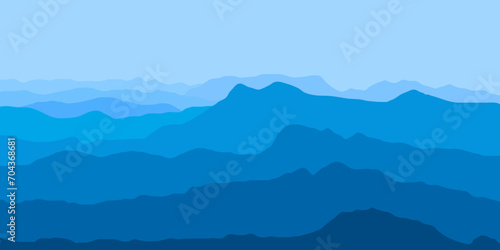 illustration design of mountain views in the morning
