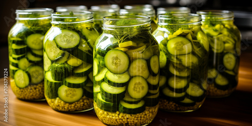 fermenting and preserving cucumber with traditional method in jars brine