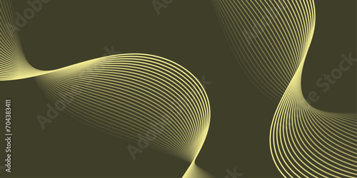 Abstract background with waves for banner. Medium banner size. Vector background with lines. Element for design isolated on green. Behr Eastern Bamboo, yellow color. Brochure, booklet