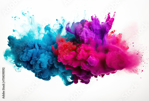 Colorful Ink Mixing With Water on White Background