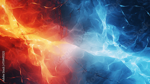 Marble Hot orange and cold blue electrical lightning background. Marble background.