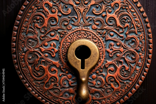 Door old closeup key security wooden hole vintage antique keyhole lock metallic wood