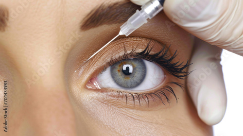 Woman Receiving Botox Injection near Eye Area