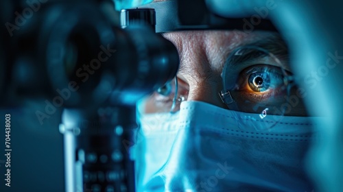 Cataract Surgery Doctor Examining Medical Device