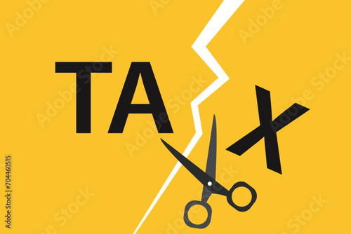 Scissors cutting tax. concept of Business, finance and profit