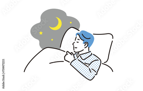 快適な睡眠をとる男性