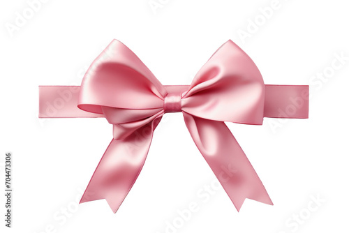 Silky pink ribbon with bow isolated.