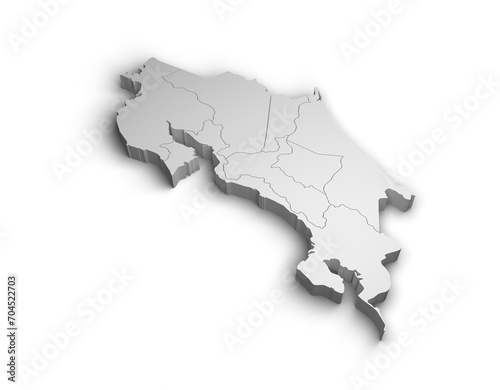 3d Costa Rica map illustration white background isolate
