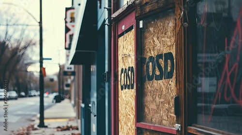 Closed Storefront with "Closed" Sign Indicating Business Bankruptcy