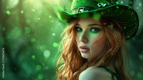 portrait of an irish girl celebrating St. Patrick's Day