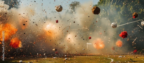 Explosive devices on a rope, detonated at a village celebration.