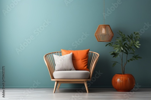 A Comfortable Chair Sits in a Room with a Potted Plant