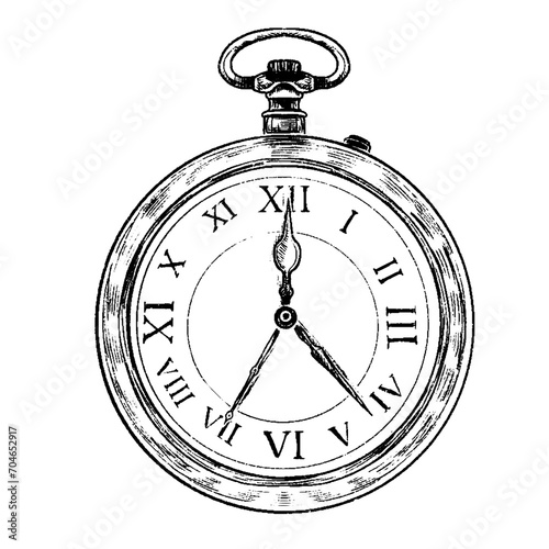 Pocket Watch with roman numbers old victorian style - vector