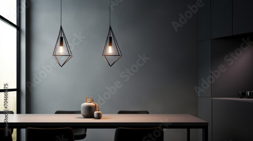 Minimalist chandelier with clean lines and geometric shapes