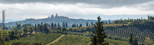 Panoramic view of famous medieval town San Gimignano in the Tuscany