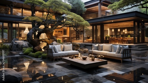 Modern Japanese Courtyard House with Tranquil Zen Garden