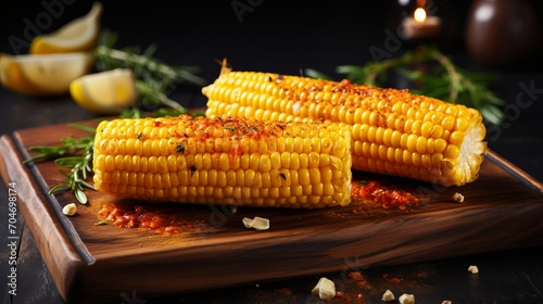 Savory and irresistible grilled corn on the cob expertly prepared, mouth watering delight