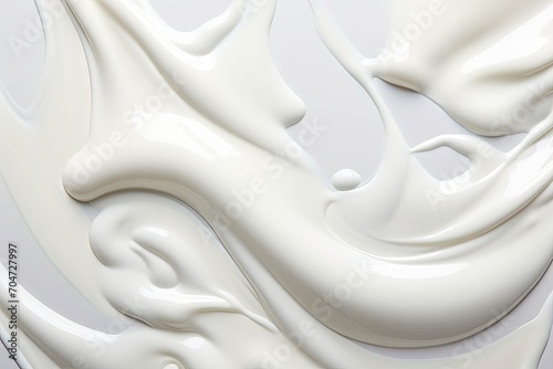 Close up of milk or cream splashes on white background
