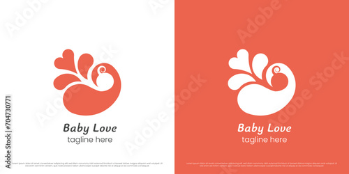 Baby affection logo design illustration. Silhouette of baby child newborn toddler son sweetheart hope daughter love desire like charity. Simple gentle gentle feminine gentle creative icon symbol.