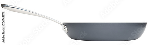 Frying pan. Ceramic nonstick pan with stainless steel handle. Fry pan for cooking. Gray ceramic coating. Free of PFAS, PFOA, lead and cadmium. Professional chef kitchenware. White isolated background