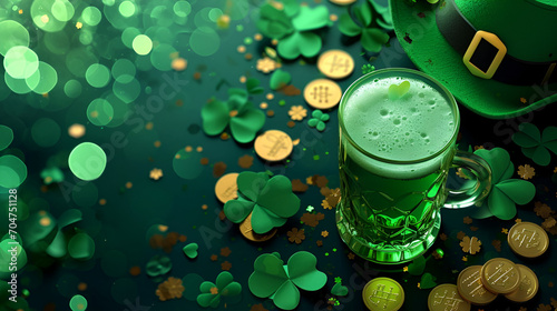 St. Patrick's day background with place for text for banner or flyer for st. patrick's day clover on green background