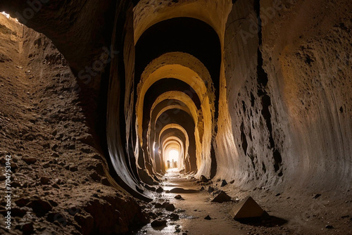 dark cave tunnel, ancient civilization, strange tunnel to nowhere