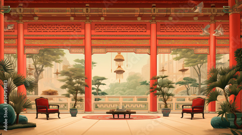 Traditional garden palace design in ancient China 