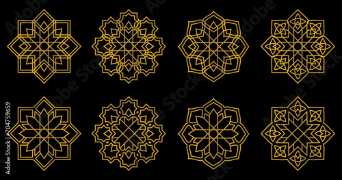 Simple luxury decoration mandala design background, Islamic ornate vector in gold color. design for poster ornaments, banners, greeting cards, social media, web.