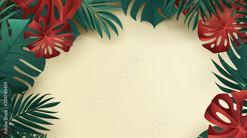 summer background with with exotic jungle tropical palm leaves banner design