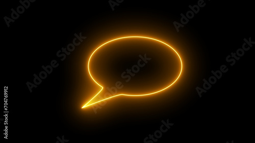 neon glowing Messenger line icon. Speech bubble sign. Chat message. speech bubble icon, yellow neon chat box, neon chat box frame