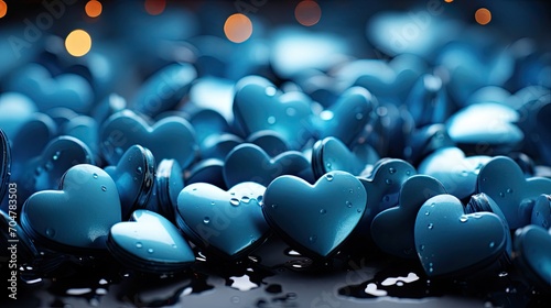 Abstract background texture of blue love hearts, Valentine's Day concept