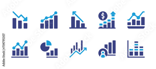 Graph icon set. Duotone color. Vector illustration. Containing chart, statistic, bar chart, graph, profits, bar graph.
