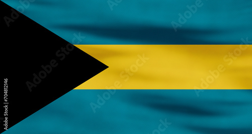 Bahamas Flag - Aquamarine and Yellow Stripes with Black Triangle