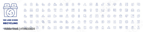 100 icons Recycling collection. Thin line icon. Editable stroke. Recycling icons for web and mobile app.