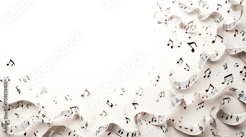 composition of music sound with note melody line isolated on white b
