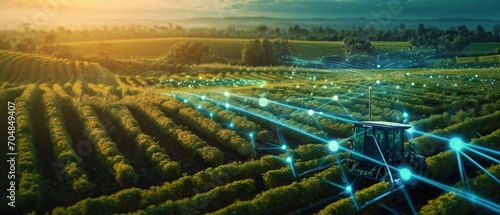 digital farming. agriculture in industry with artificial intelligence and machine.