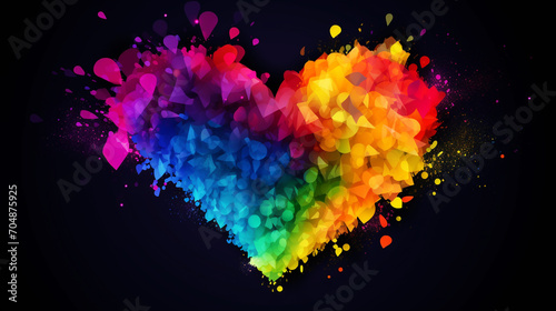 LGBT pride month concept illustration. rainbow heart and homosexual rainbow love