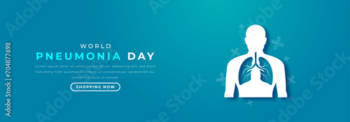 World Pneumonia Day Paper cut style Vector Design Illustration for Background, Poster, Banner, Advertising, Greeting Card