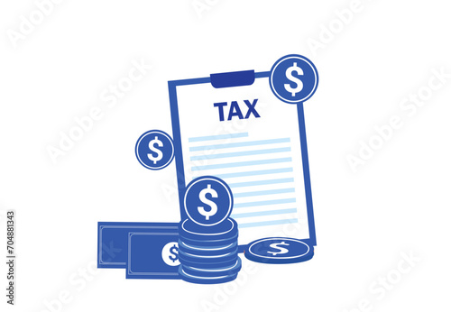 Tax payment and business tax . Money and and tax form vector illustration