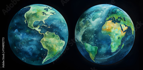 Earth planet illustration. isolated on black background