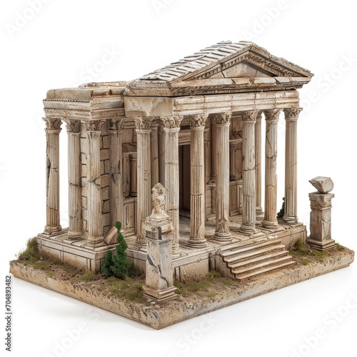 Temple of Artemis at Ephesus miniature replica, isolated on white background