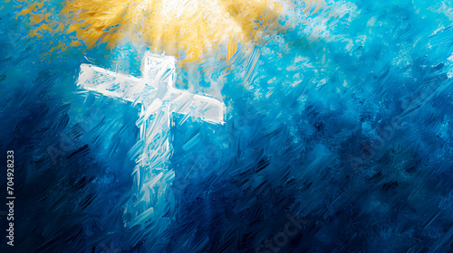 Painting of a Christian cross. Catholic Holy Week concept. Easter