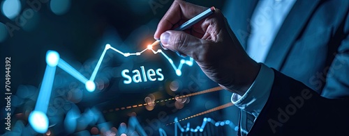 Business Professional Analyzing Sales Growth on Digital Chart